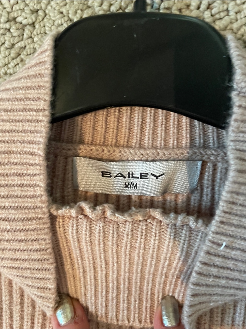 Brian Bailey- Ribbed Crew Neck Sweater in Blush Taupe - SzM - Picture 11 of 13